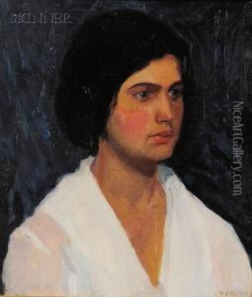 Portrait Of A Woman Oil Painting - Edwin Ambrose Webster