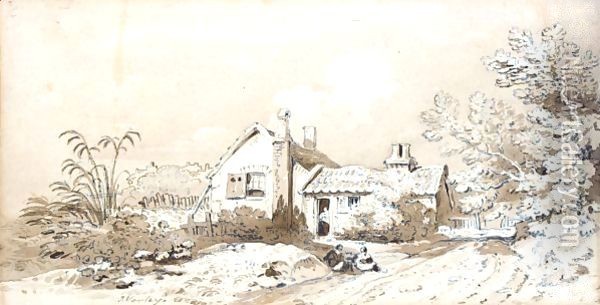 Cottages Near Paddington, London Oil Painting - John Varley