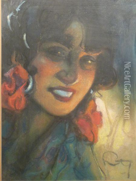 La Belle Gitane Oil Painting - Mariano Fortuny Y Madrazo