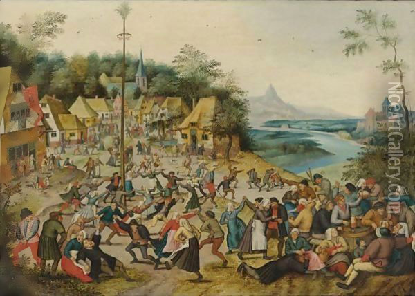 St. George's Kermis With The Dance Around The Maypole Oil Painting - Pieter The Younger Brueghel