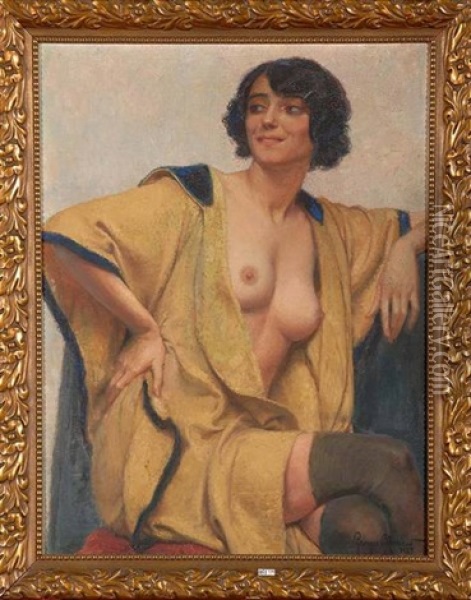 Jeune Femme Au Peignoir Jaune Oil Painting - Georges Brasseur