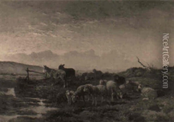 Moutons Au Paturage Oil Painting - Felix Saturnin Brissot de Warville
