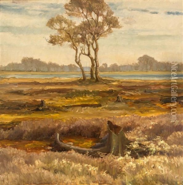 Flusslandschaft Oil Painting - Gerhard Bakenhus