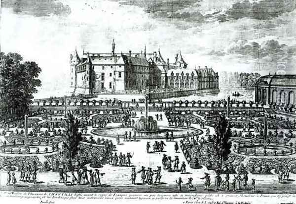 The Chateau de Chantilly and the gardens designed by Andre le Notre 1613-1700 Oil Painting - Adam Perelle