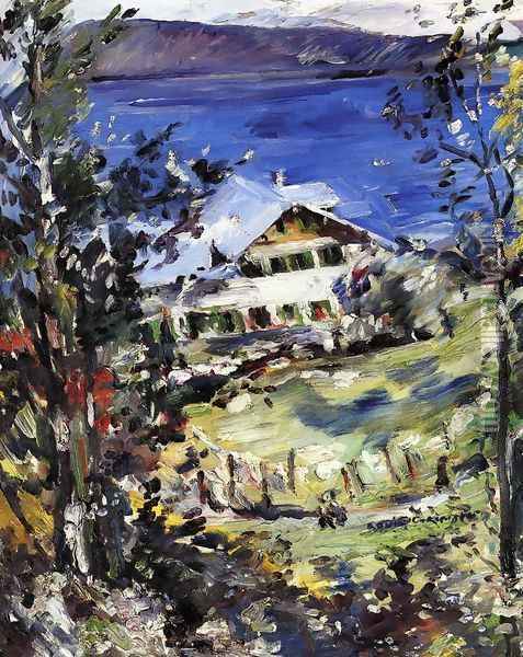 The Walchensee, Country House with Washing on the Line Oil Painting - Lovis (Franz Heinrich Louis) Corinth