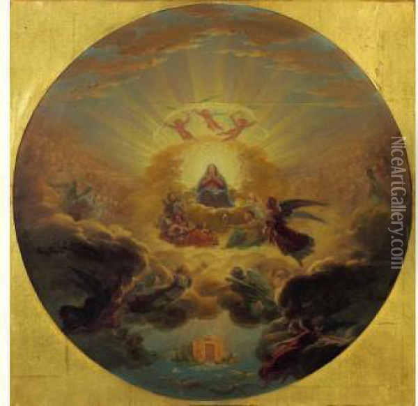 L'assomption De La Vierge, Projet Du Plafond Pour La Coupole De Notre-dame-de-lorette Oil Painting - Pierre Claude Fr. Delorme