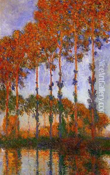 Poplars on the Banks of the River Epte Sunset 1891 Oil Painting - Claude Oscar Monet