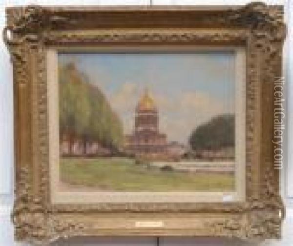 Domed Building Oil Painting - Lucien Mignon