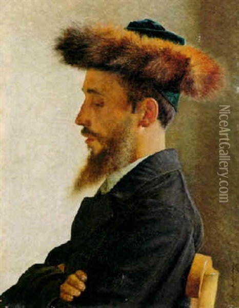 A Talmudic Student Oil Painting - Isidor Kaufmann