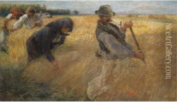 The Harvesters Oil Painting - Ignac Ujvary