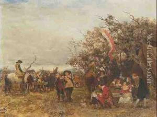 Landsknechte Im Lager Bei Rast Und Spiel Oil Painting - Heinrich Breling