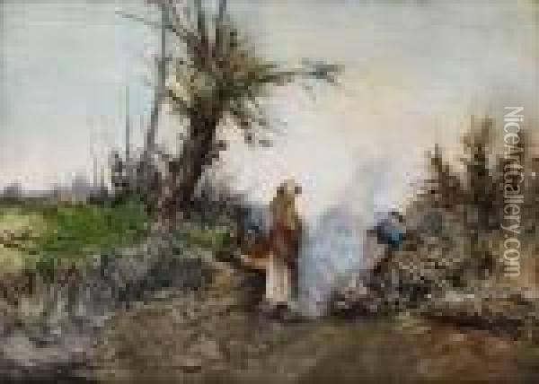 Romische Landmadchen Und Hirte Oil Painting - Hermann David Salomon Corrodi