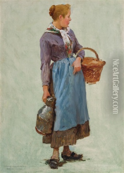 Peasant Girl Oil Painting - Charles Sprague Pearce