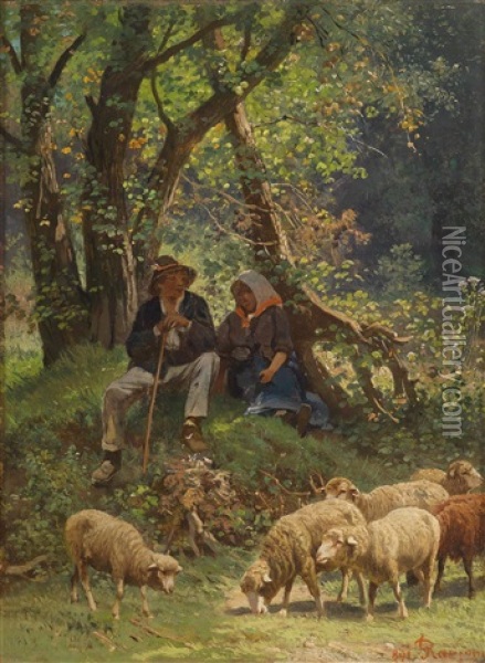 Am Waldesrande Oil Painting - Gustav Ranzoni