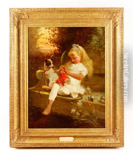 Girl And Dog Oil Painting - Theodore Gerard