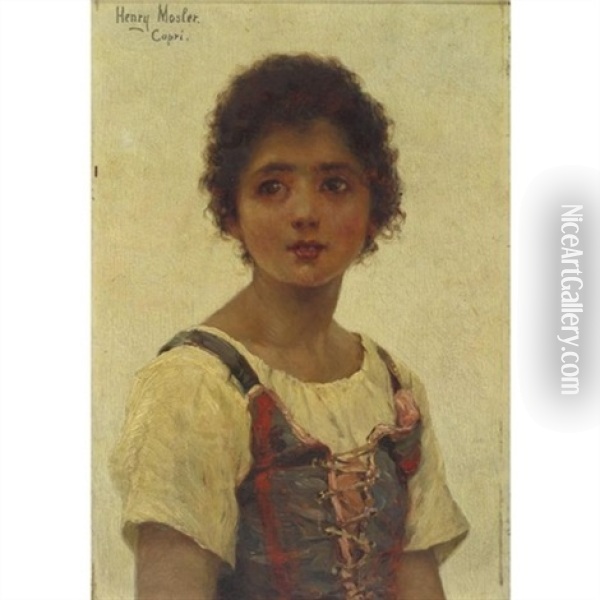 Young Girl From Capri Oil Painting - Gustave Henry Mosler