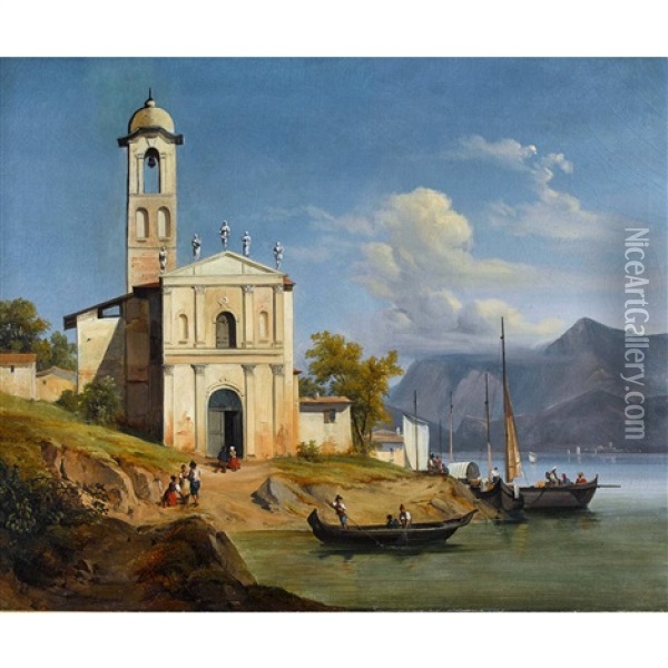 Sur Le Lac De Como Oil Painting - Jean Charles Joseph Remond