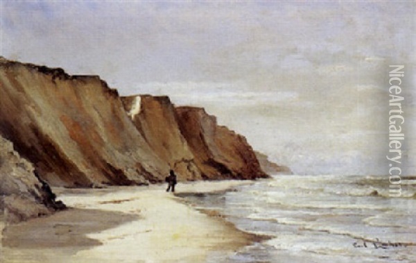 Mand Pa Stranden Oil Painting - Carl Ludvig Thilson Locher