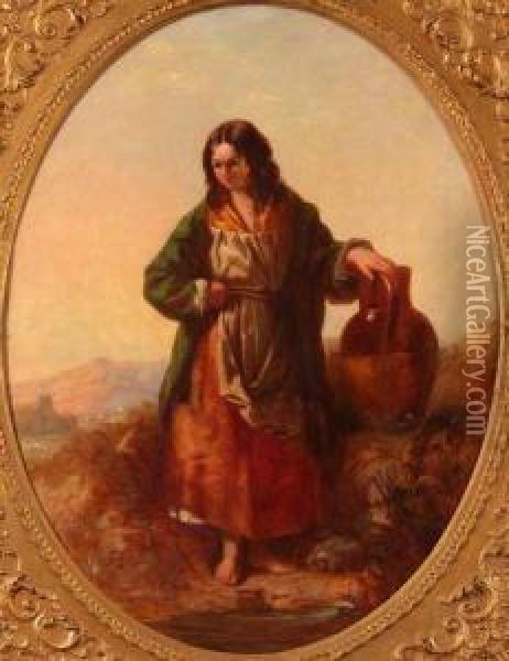 A Country Maid Oil Painting - James John Hill