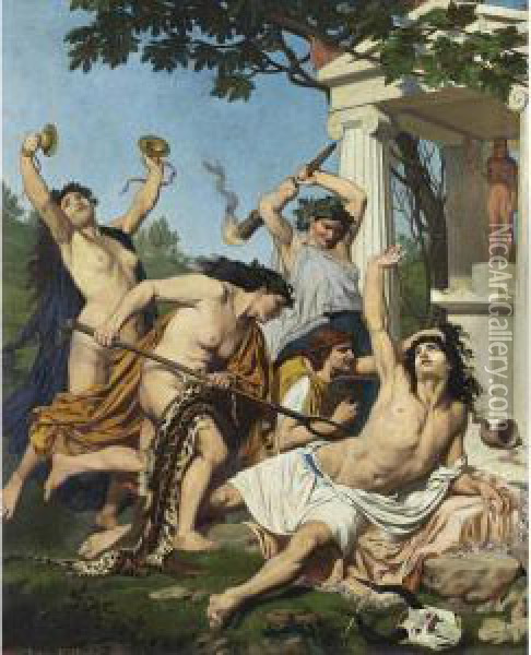 The Death Of Orpheus Oil Painting - Emile ( Jean Baptiste Philippe) Bin