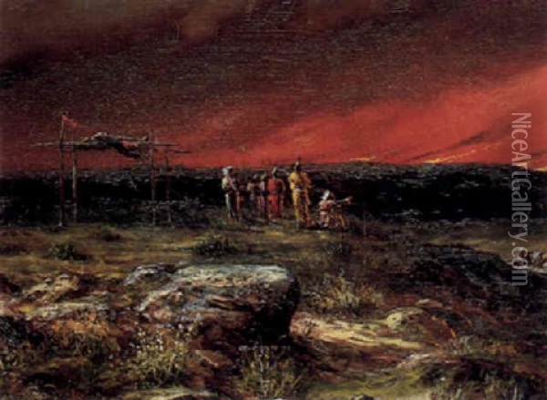 Prairie Fire Oil Painting - Astley David Middleton Cooper