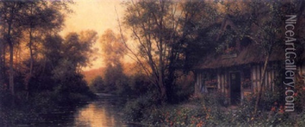 Setting Sun, Diane's Cottage Oil Painting - Louis Aston Knight