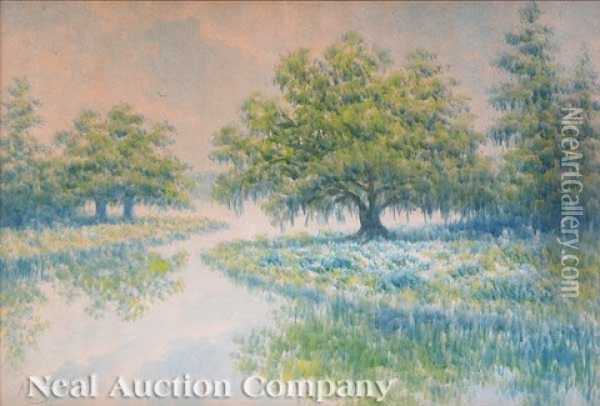 Live Oaks, Louisiana Bayou Oil Painting - Alexander John Drysdale