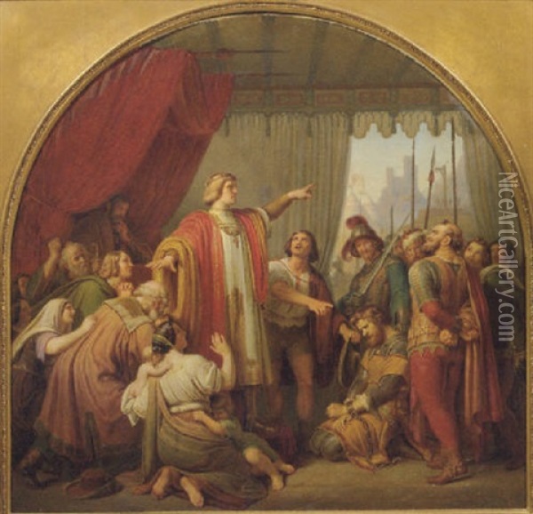 Emperor Rudolf Von Habsburg As The Personification Of Justice Oil Painting - Hermann Anton Stilke