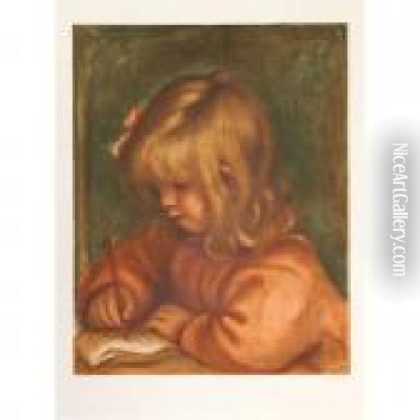Girl Drawing Oil Painting - Pierre Auguste Renoir