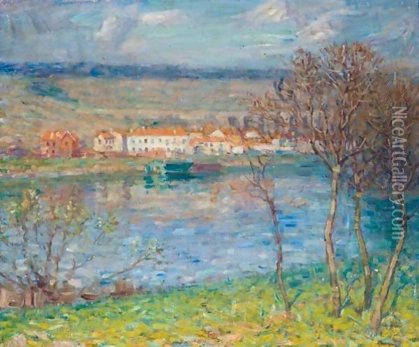 View Of The Seine At Bougival, Spring Oil Painting - John Peter Russell