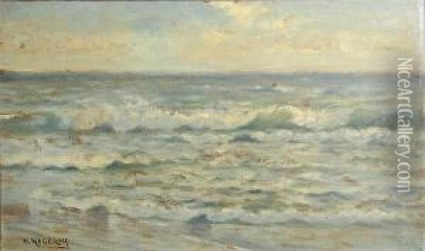 Shoreline Waves Oil Painting - Nels Hagerup