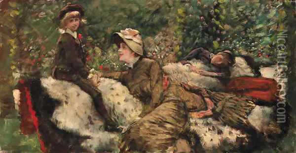 Le banc de jardin Oil Painting - James Jacques Joseph Tissot