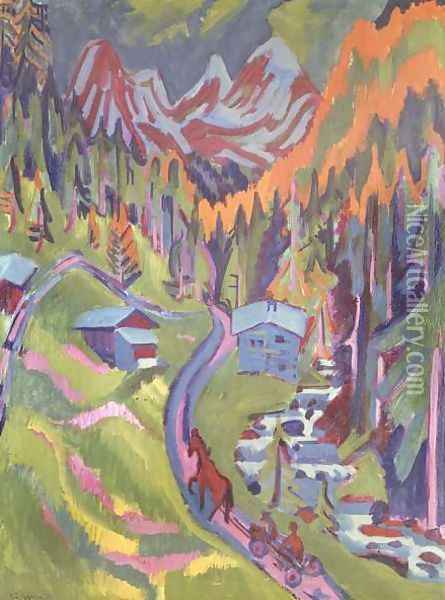 The Sertig Path in Summer Oil Painting - Ernst Ludwig Kirchner