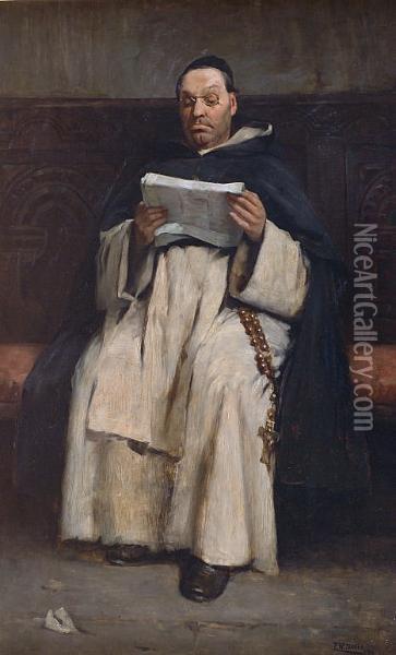 A Seated Clergyman Reading, '86 Oil Painting - Frederick Williams Davis