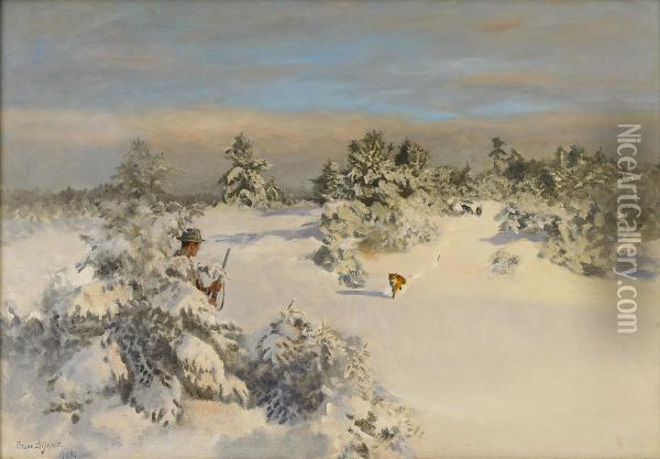 Ravjakt I Vinterlandskap Oil Painting - Bruno Andreas Liljefors