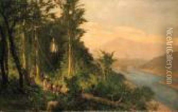 A Rubber Plantation In German New Guinea Oil Painting - Rudolf Hellgrewe