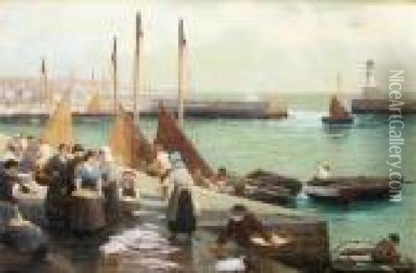 Granton Harbour, Near Edinburgh Oil Painting - Alexander Young