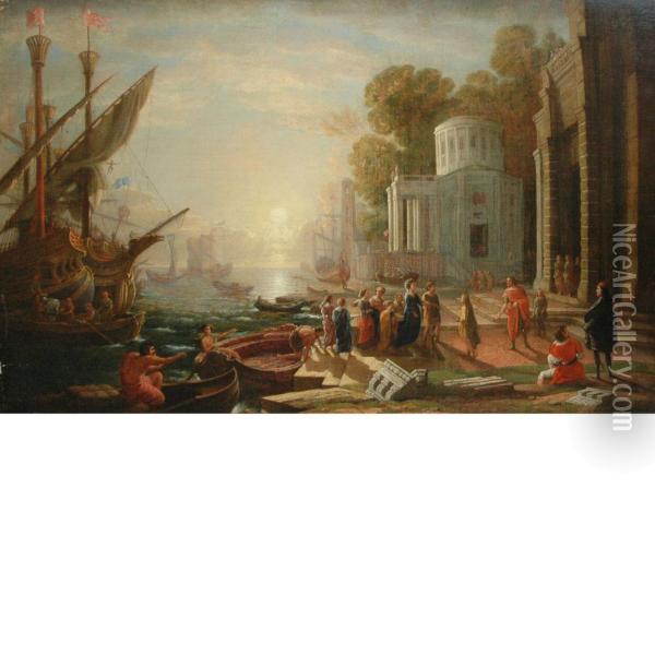 The Disembarkment Of Cleopatra At Tarsus Oil Painting - Claude Lorrain (Gellee)