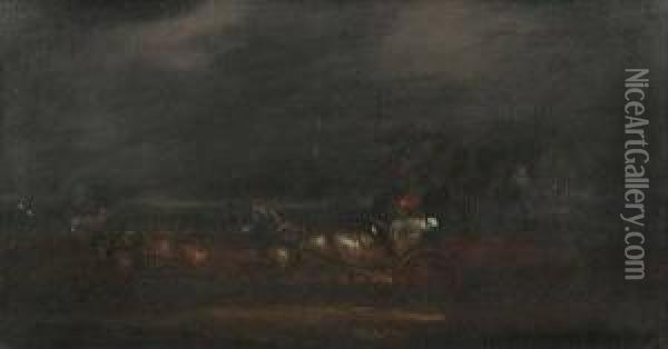 Stage Coach At Night Oil Painting - Charles Cooper Henderson