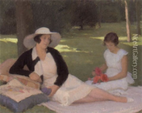 Resting In The Shade Oil Painting - Fernand (Achille Lucien) Bivel