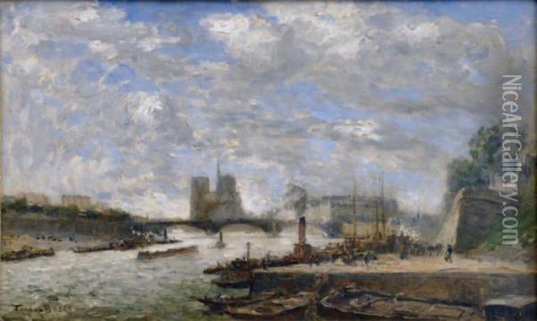 Quai De Seine, Au Loin, Le Chevet De Notre-dame-de-paris Oil Painting - Frank Myers Boggs