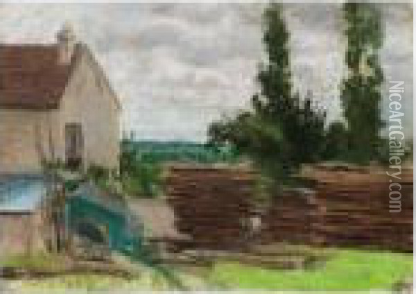 Louveciennes, Vue Sur Le Mont Valerien Oil Painting - Camille Pissarro
