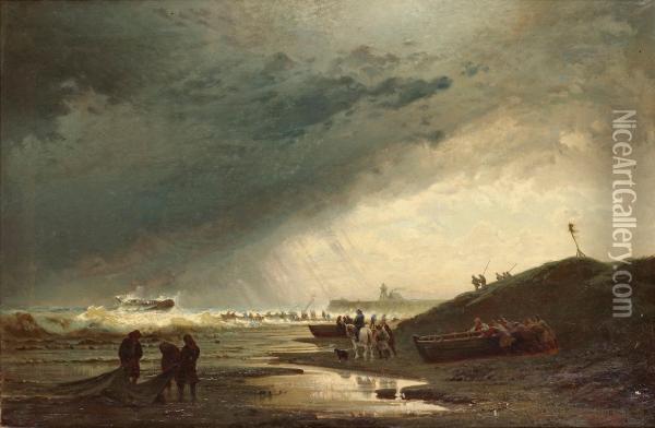 Shipwreck By The Coast Oil Painting - Hermann Eschke