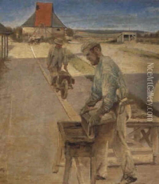 Les Ouvriers Oil Painting - Laurits Andersen Ring