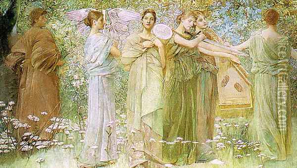 The Days Oil Painting - Thomas Wilmer Dewing