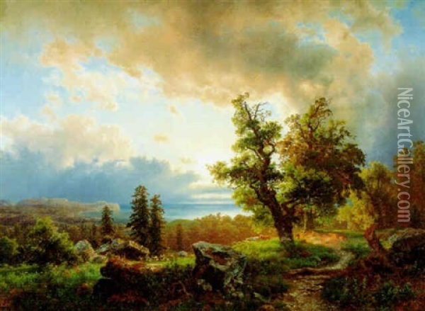Sonnenuntergang And Der Norwegischen Kuste (?) Oil Painting - August Wilhelm Leu