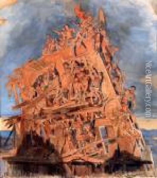 La Construction De La Tour De Babel Oil Painting - Georges Antoine Rochegrosse