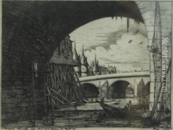 L'arche Du Pont Oil Painting - Charles Meryon