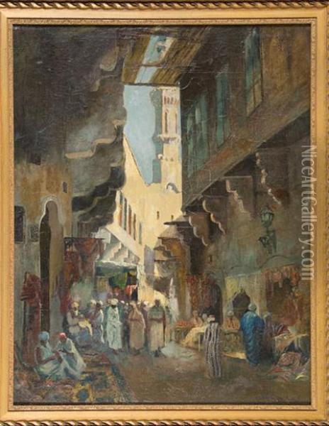 Arab Marketplace Oil Painting - Gyula Tornai