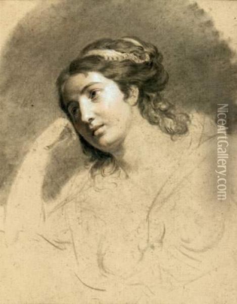Portrait De Femme En Buste Oil Painting - Jacques-Jean- Baptiste Augustin